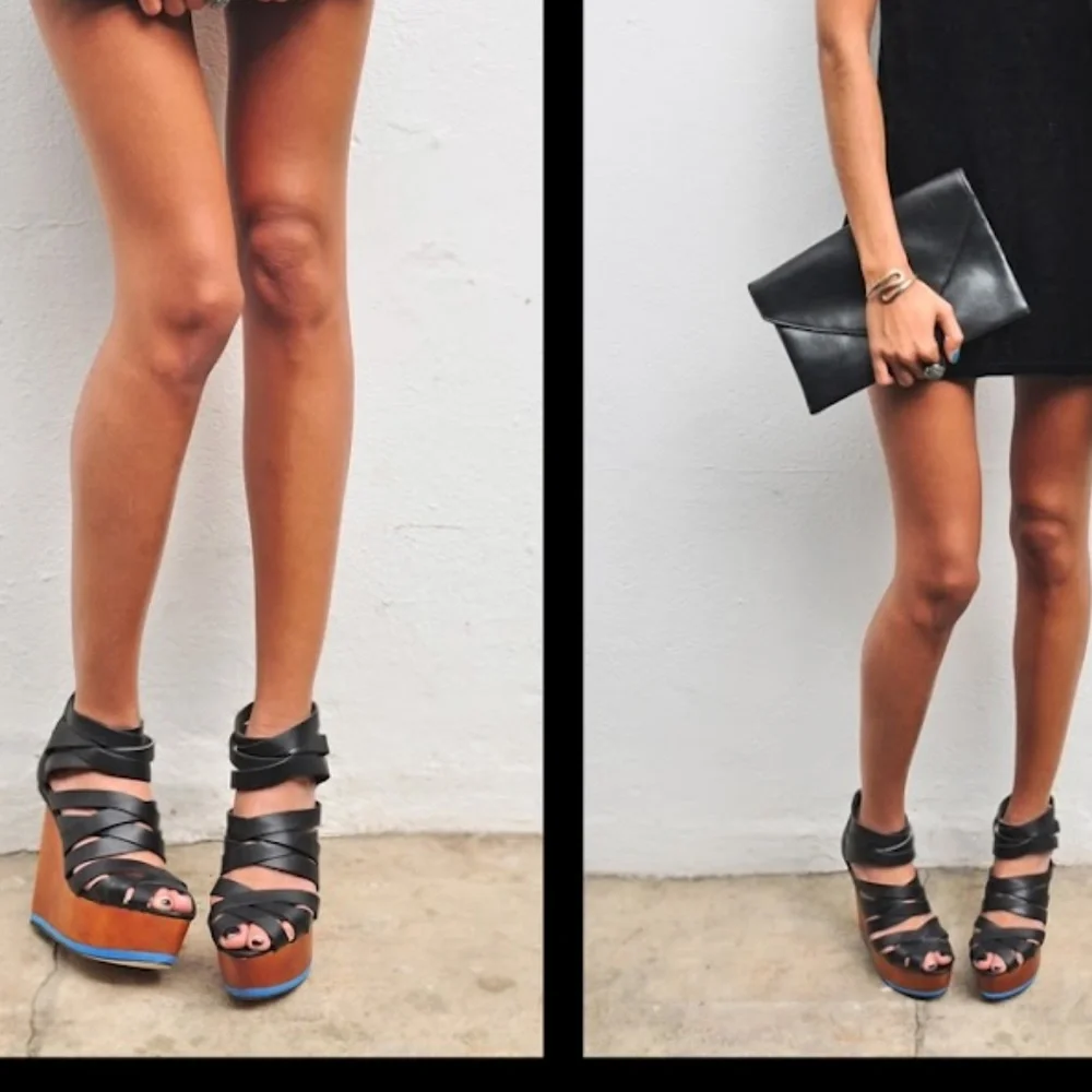 NIB‎  FINSK leather platform wedges. Rare find